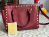 MICHAEL KORS Selma Medium Studded Leather Top Handle Red